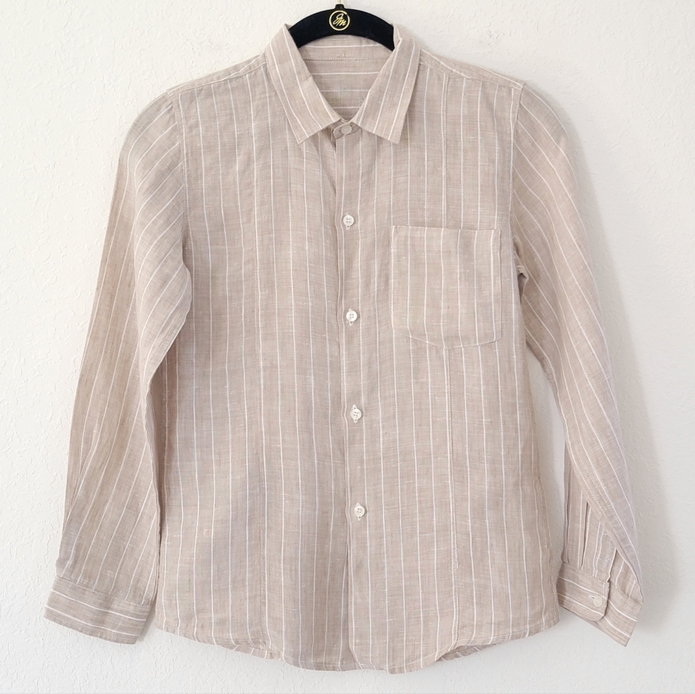 ADOLFO DOMINGUEZ Boys Striped Linen Shirt 10.